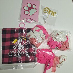 Dog Puppy Birthday Party Decorations Bandana Banner Balloons Cake Topper Girl